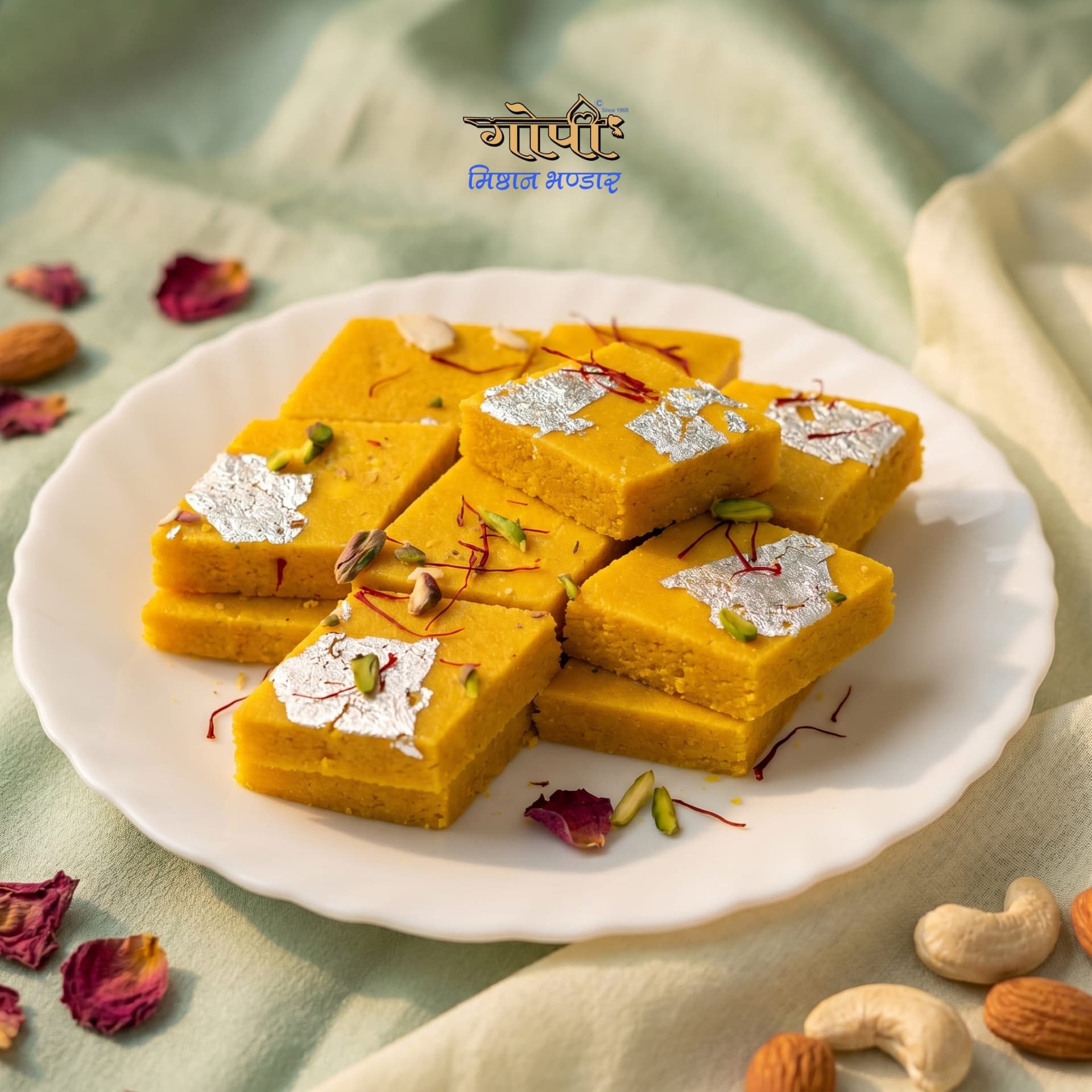 Kesar Kaju Katli | sweets - Gopi Misthan Bhandar