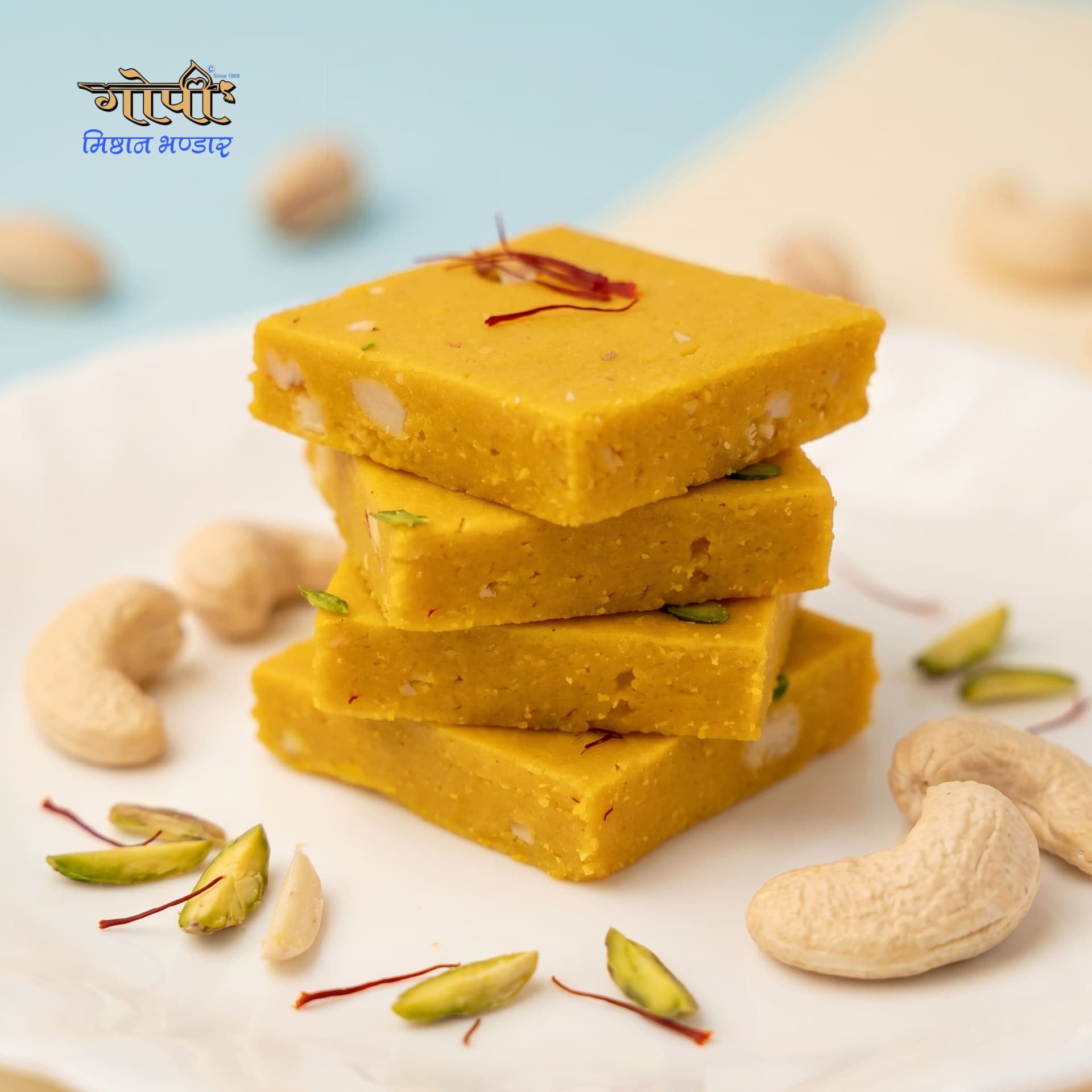 Kesar Kaju Katli - View 2 | Gopi Misthan Bhandar